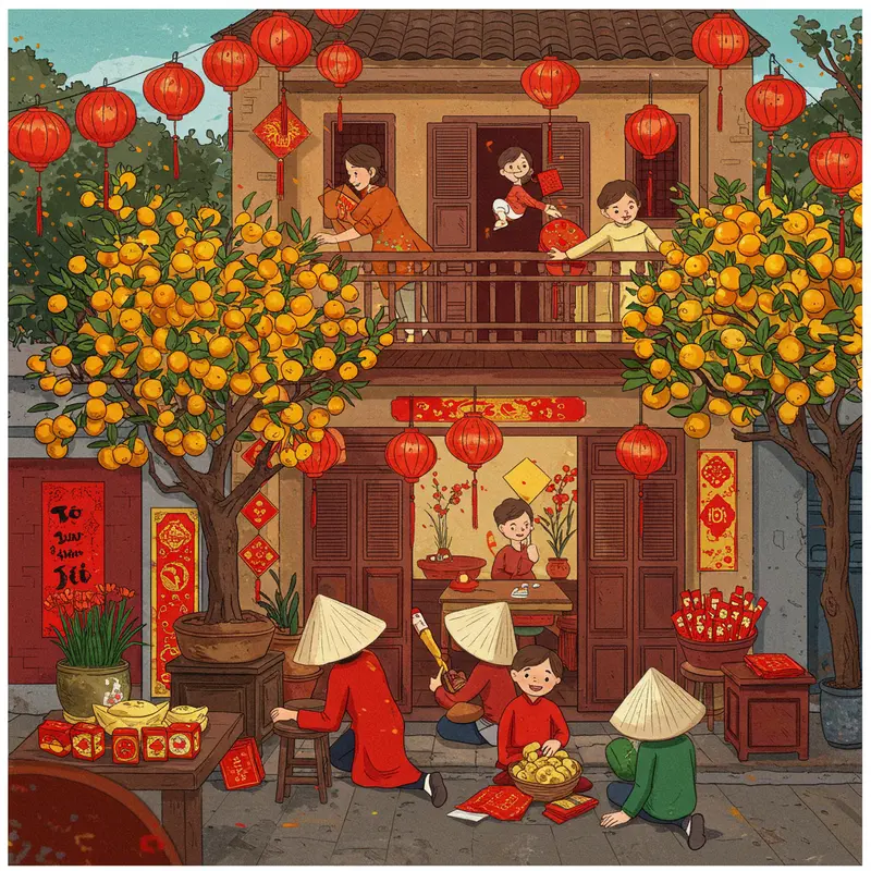 Gia đình cùng nhau lên kế hoạch và trang trí Tết, tạo không khí sum vầy ngay từ những bước chuẩn bị.