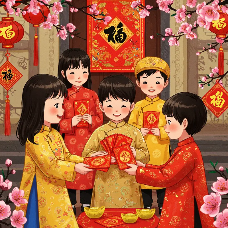 Gia đình sum vầy, dâng lễ tại bàn thờ tổ tiên trong ngày Tết.