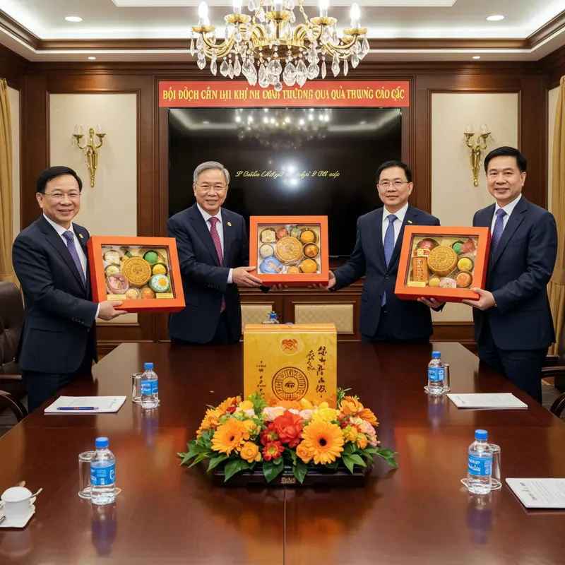 Set quà bánh Trung Thu cao cấp kết nối doanh nghiệp và đối tác.