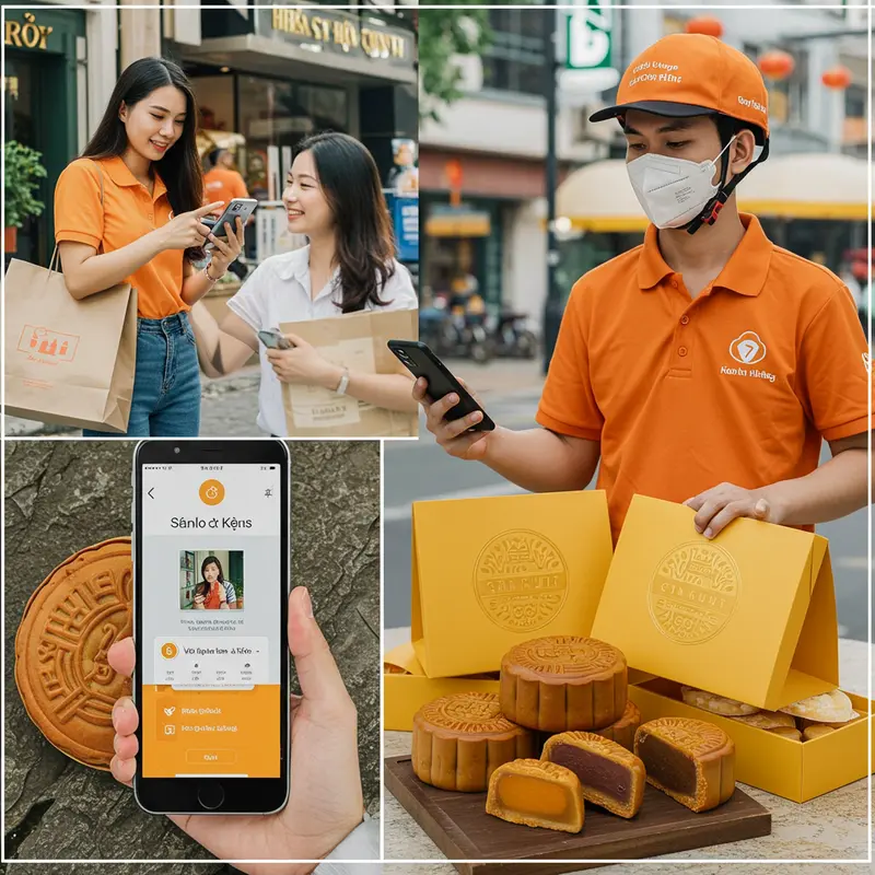 Nhân viên giao bánh Trung thu trao quà tận nhà trong không khí sum vầy.