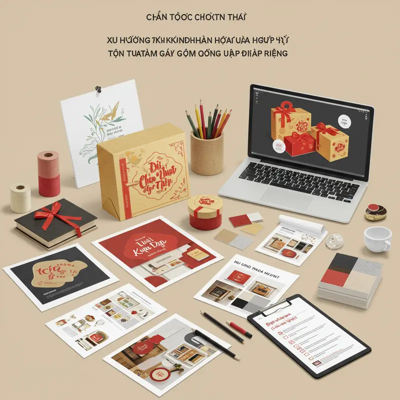 Hộp quà Tết được cá nhân hóa với logo doanh nghiệp và thông điệp tri ân.