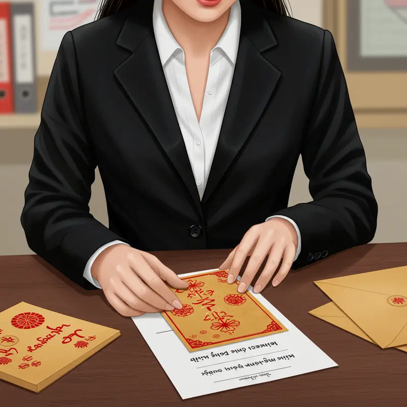 Thiệp Trung Thu sang trọng trên bàn làm việc, bên cạnh bánh Trung Thu và quà tặng.