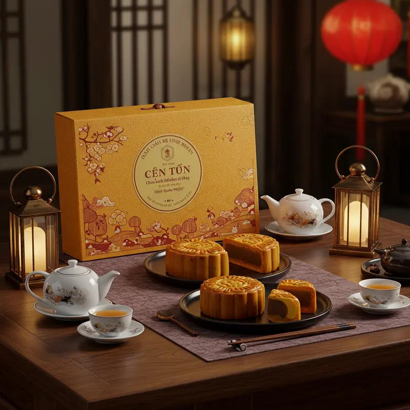 Hộp bánh Trung Thu sang trọng tôn vinh giá trị quà tặng doanh nghiệp.