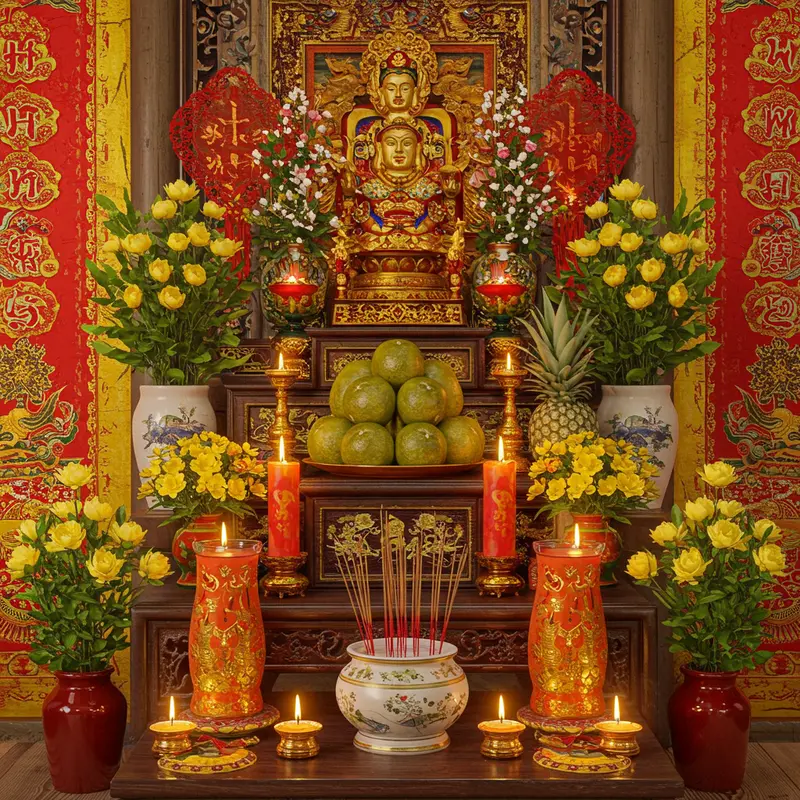 Gia đình Việt quây quần thực hiện Lễ cúng Giao Thừa trong không khí ấm cúng.