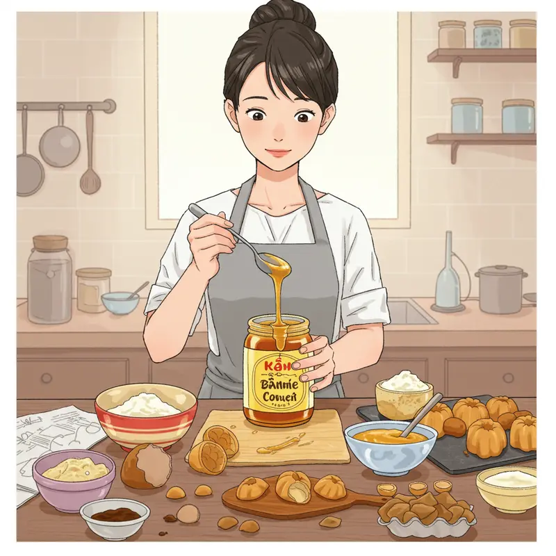 Nước đường kết hợp với các nguyên liệu truyền thống tạo nên bánh nướng chuẩn vị