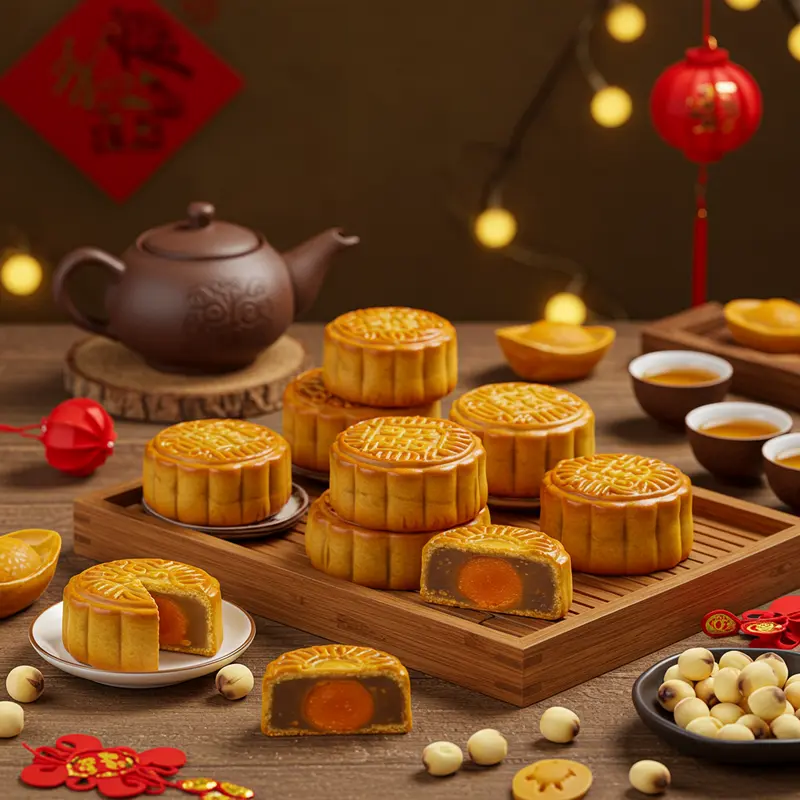 Khay bánh trung thu nhiều loại, vỏ đẹp, nhân chất lượng, không khí Trung Thu sắc nét.