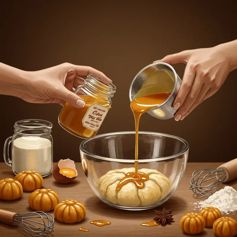 Quá trình nấu đường nha truyền thống từ mật mía trong nồi đồng.