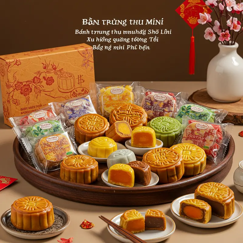 Bánh Trung Thu mini đủ kiểu dáng trong hộp quà sang trọng, tạo cảm giác sum vầy.