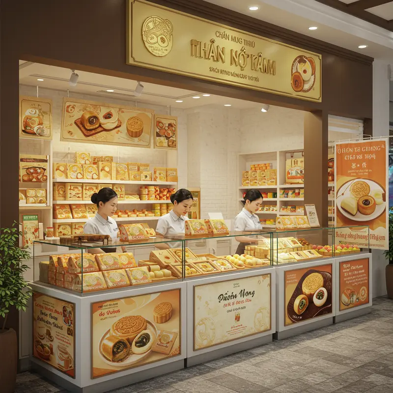 Đĩa bánh Trung Thu mochi nhân đậu đỏ bên lồng đèn, biểu tượng của sự đoàn viên.