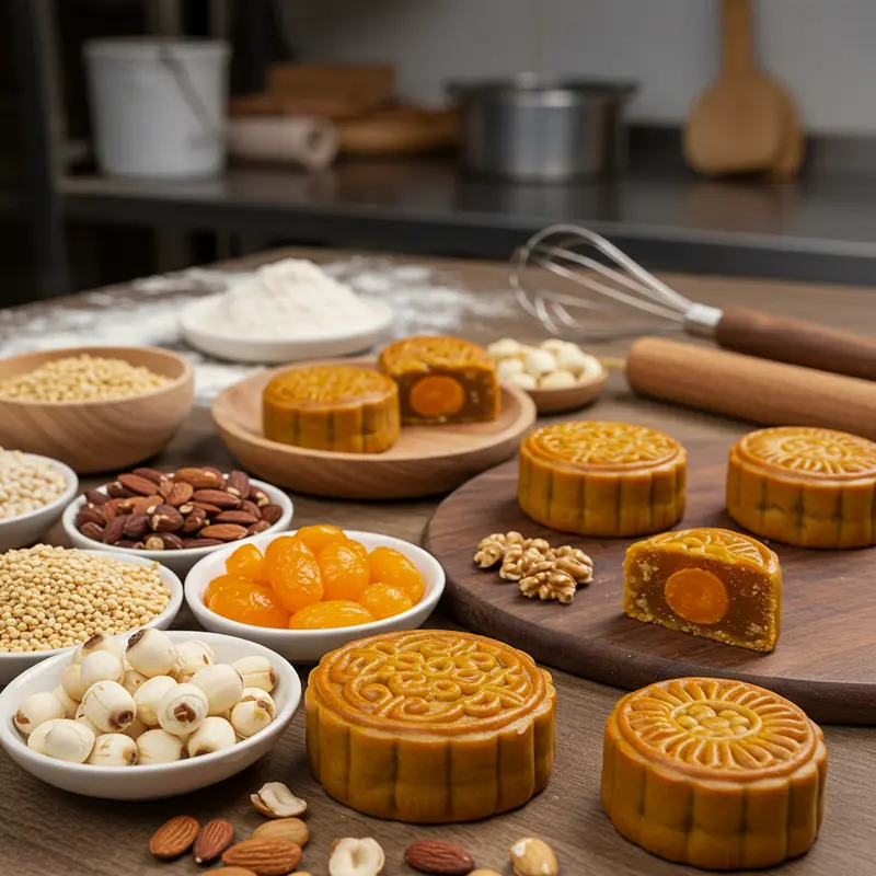 Các loại bánh trung thu với trọng lượng khác nhau được bày trí đẹp mắt.