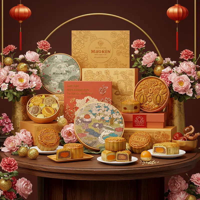 Bánh Trung Thu cao cấp với nhân yến sào, vi cá và bào ngư.