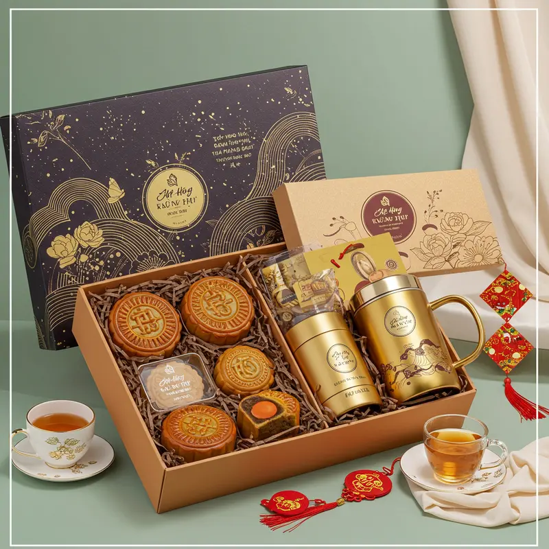 Nhân viên công sở cùng nhau thưởng thức bánh Trung Thu trong không khí thân thiện.