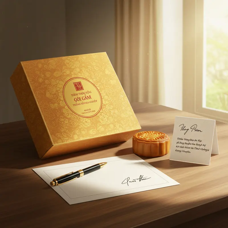 Hộp bánh Trung Thu sang trọng tôn vinh giá trị quà tặng doanh nghiệp.