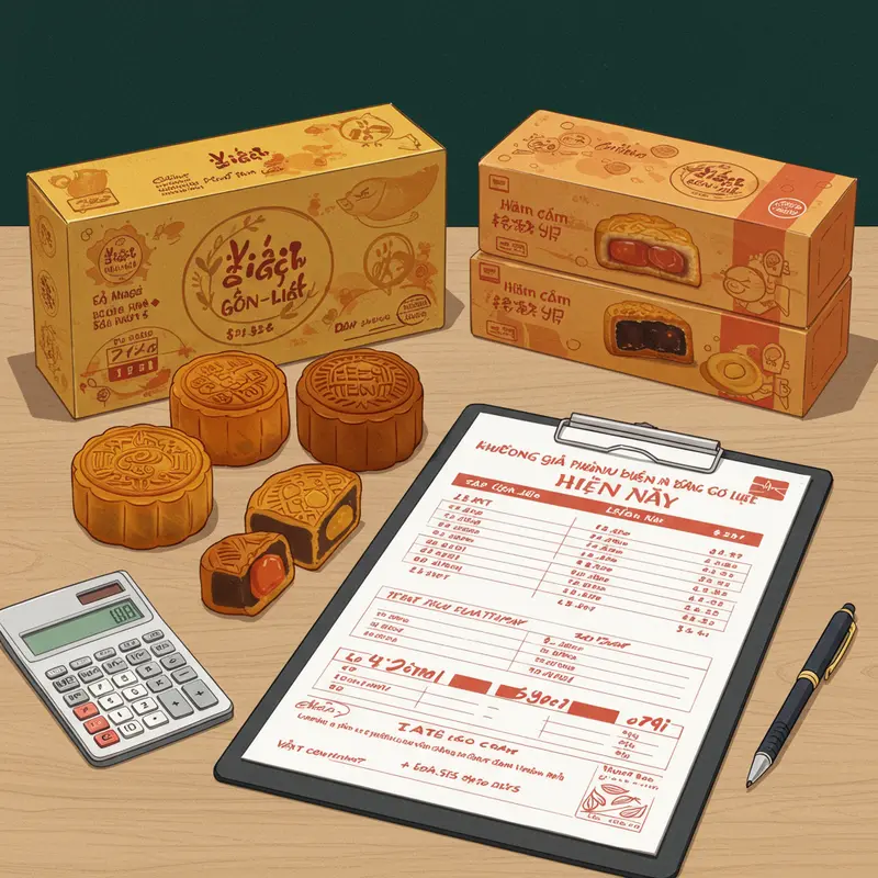 Hộp bánh Trung Thu sang trọng với logo nổi bật, phù hợp làm quà tặng tri ân.