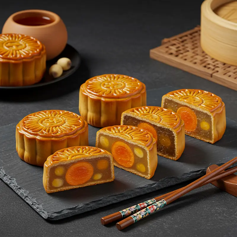 Bánh Trung Thu cao cấp với nhân yến sào, vi cá và bào ngư.