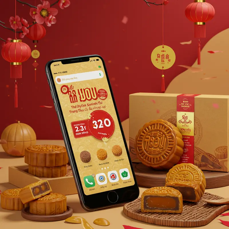 Bánh Trung Thu cao cấp với hộp quà sang trọng và nguyên liệu tự nhiên.