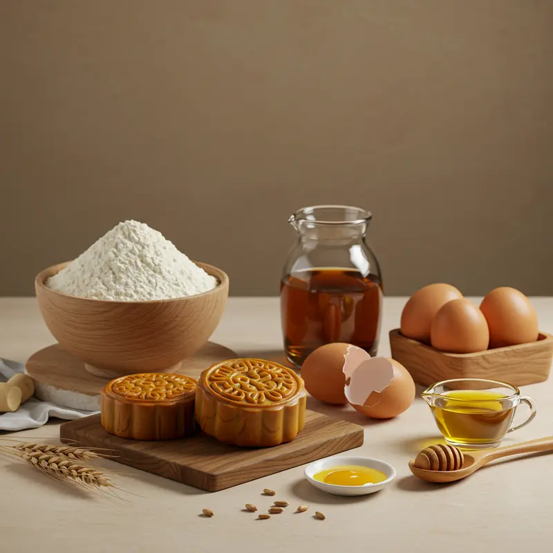 Nguyên liệu chất lượng quyết định độ mềm và vị ngon của vỏ bánh Trung Thu mini nướng.