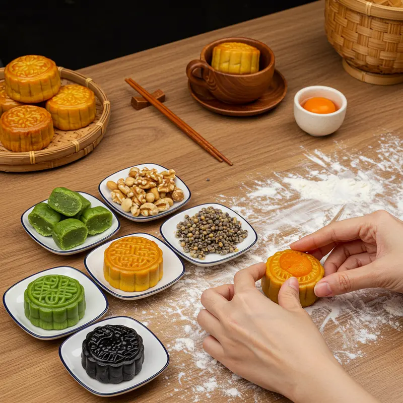 Nguyên liệu chất lượng quyết định độ mềm và vị ngon của vỏ bánh Trung Thu mini nướng.