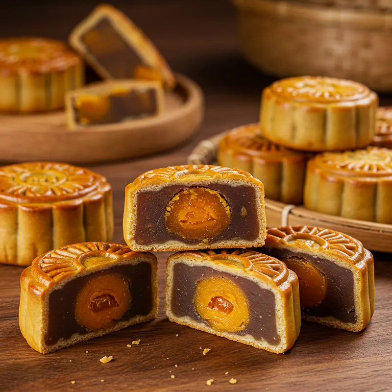 Nhân bánh trung thu bị chảy dầu so với nhân đạt chuẩn.