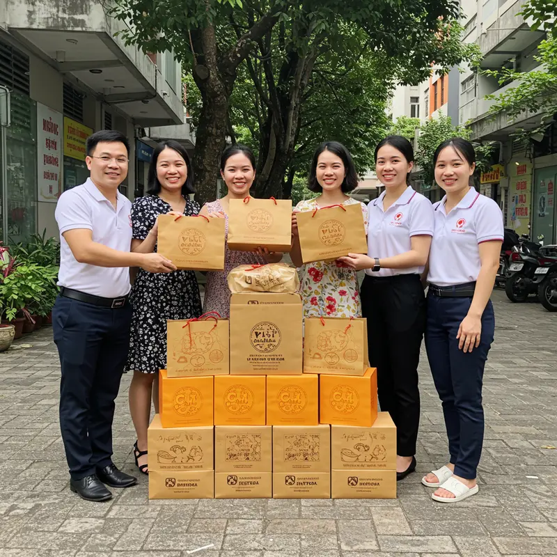 Doanh nghiệp trao đổi ý tưởng thiết kế logo bánh trung thu.