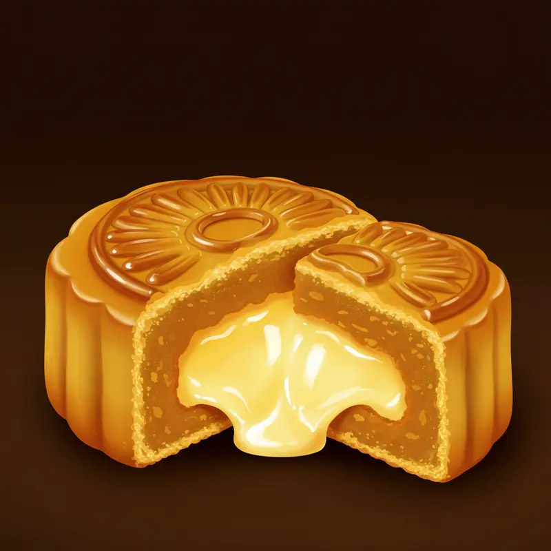 Bánh trung thu lava phô mai tan chảy cạnh bánh trung thu truyền thống.