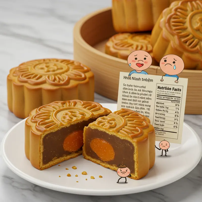 Bánh trung thu nhân ngọt truyền thống với hạt sen và đậu xanh.