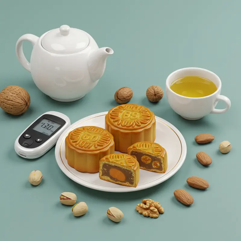 Bánh trung thu nhân chay, nhân hạt cắt đôi, hiển thị rõ các lớp nhân hạt đa dạng trên bàn gỗ.