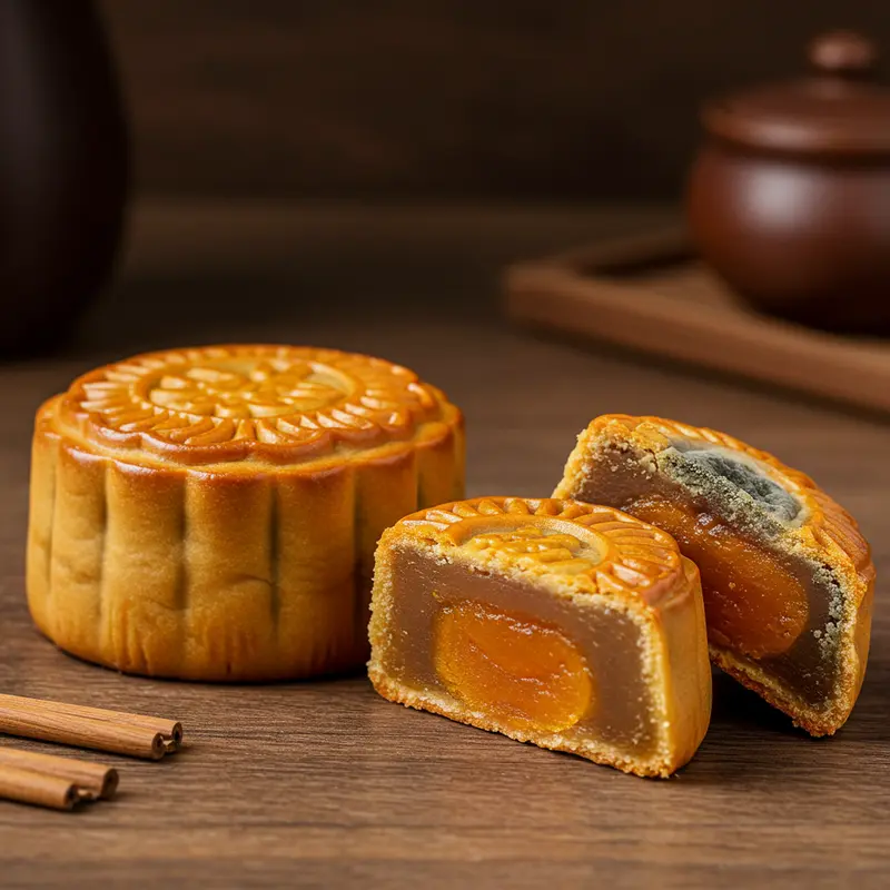 So sánh vỏ bánh Trung Thu tươi ngon và bánh có dấu hiệu mốc, đổi màu.