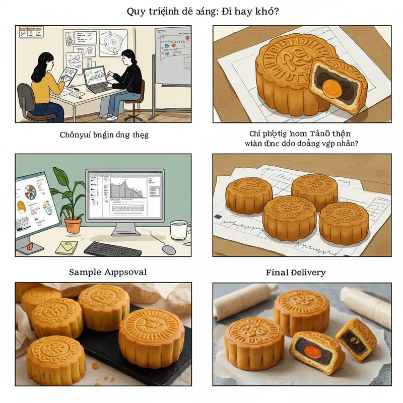 Hộp bánh Trung Thu sang trọng với logo nổi bật, phù hợp làm quà tặng tri ân.