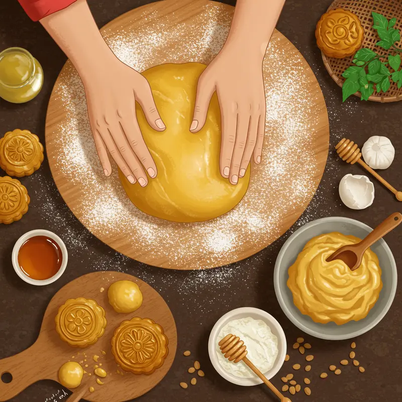 Nguyên liệu tươi ngon chuẩn bị sẵn sàng cho bánh nướng nhân hạt sen.