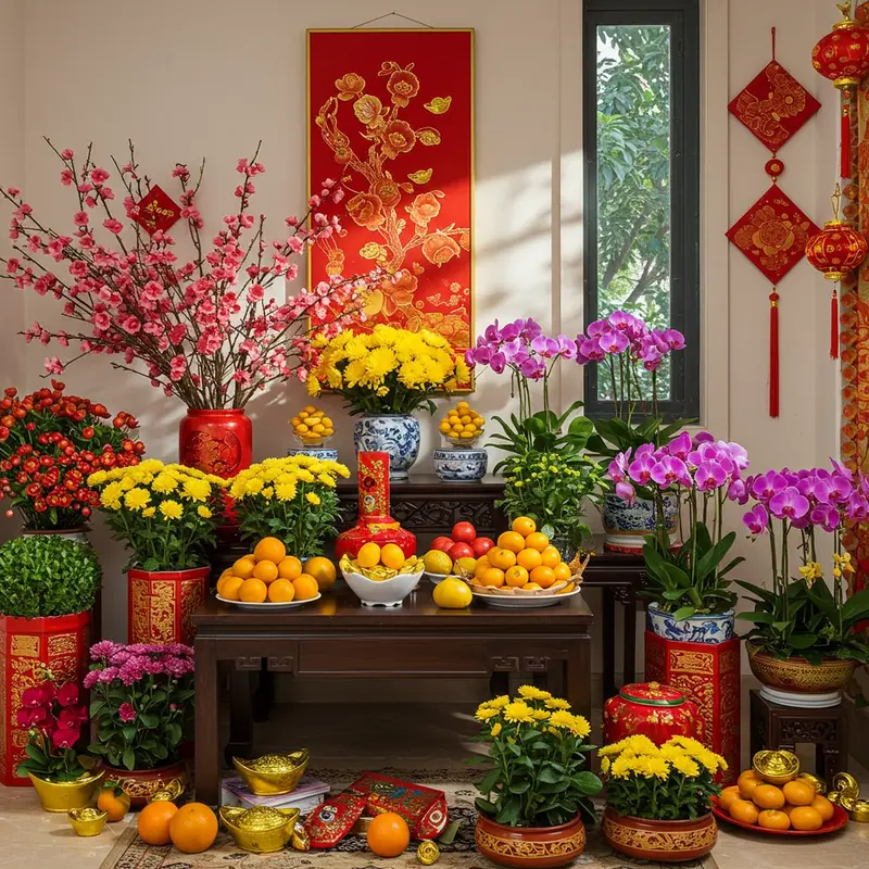 Hoa đào và mai vàng – sắc xuân rực rỡ, biểu tượng Tết ba miền.