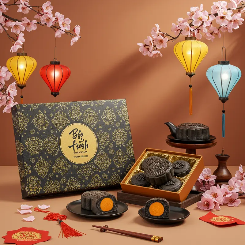 Bánh trung thu lava mè đen với lớp nhân tan chảy độc đáo.