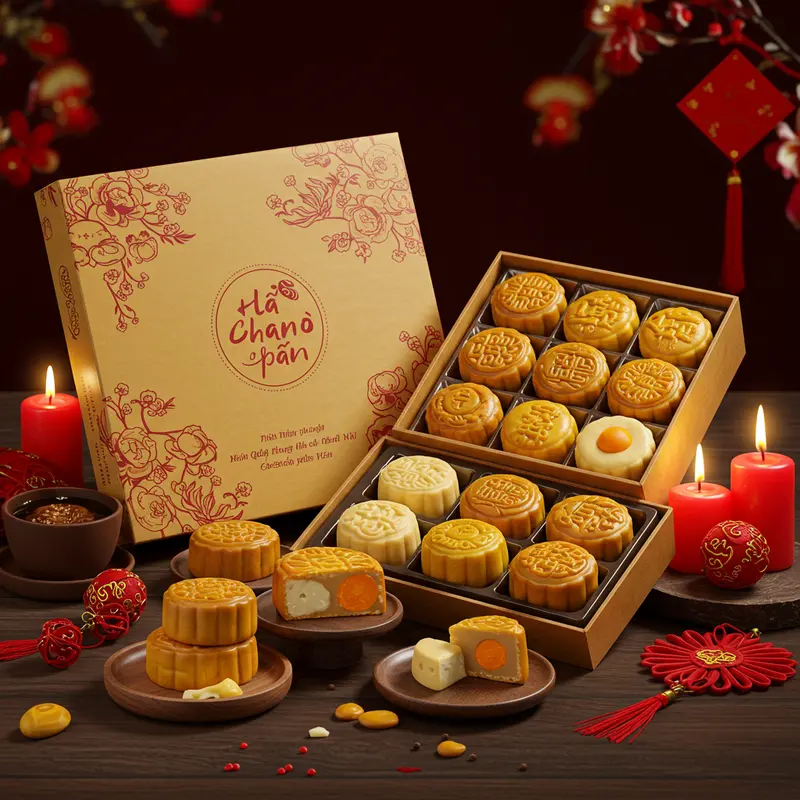 Bánh trung thu nhân phô mai với lớp nhân béo mịn hấp dẫn.