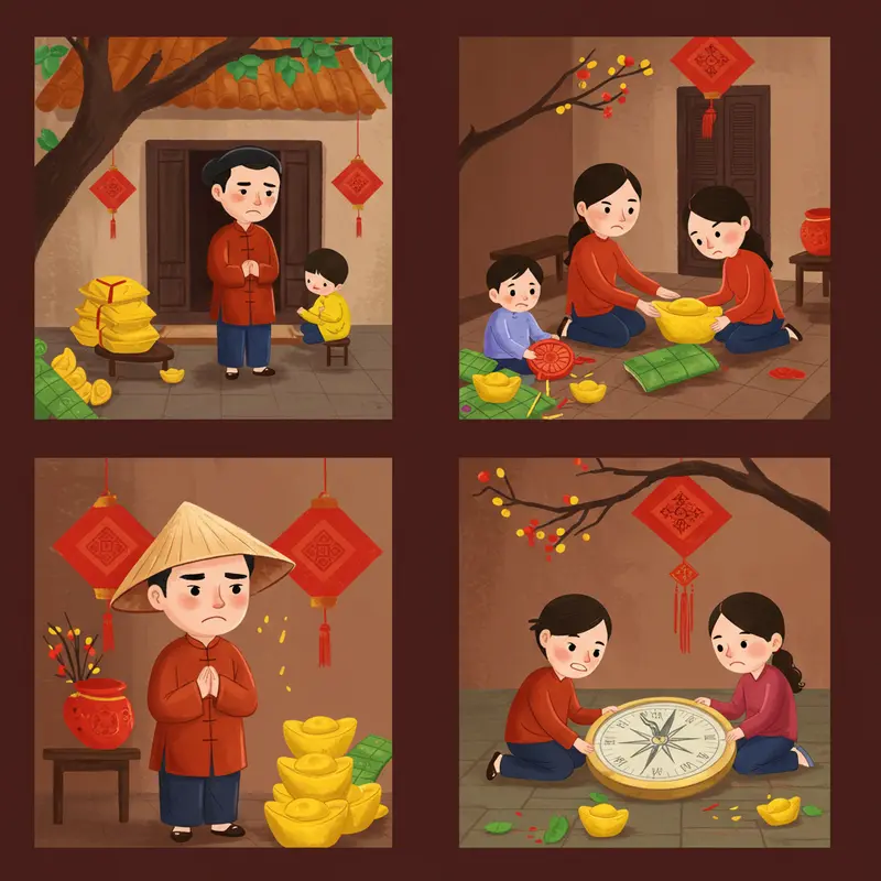 Gia chủ đón vị khách đầu tiên xông đất dịp Tết trong không khí ấm áp, rộn ràng.