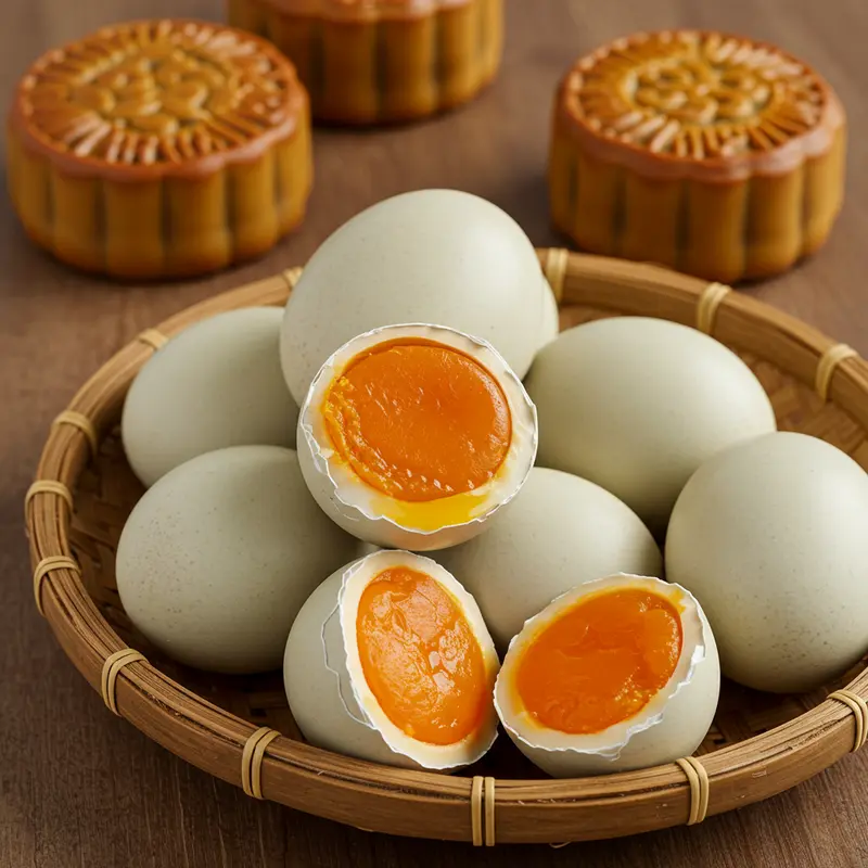 Trứng muối với lòng đỏ cam đặc trưng – nguyên liệu quan trọng cho bánh Trung Thu