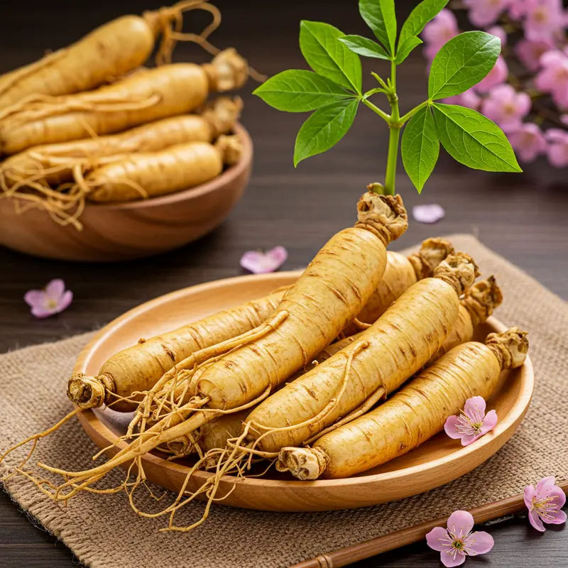 Hộp quà Tết sức khỏe bày biện bên hoa mai tươi sắc, tượng trưng cho sự cát tường.