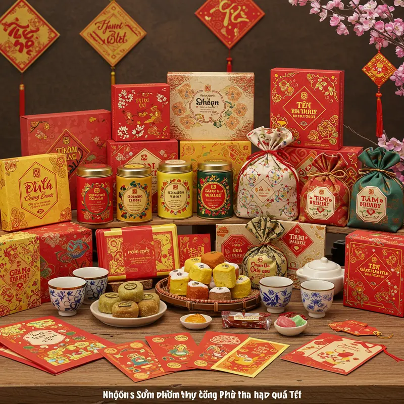 Hộp quà Tết handmade với những sản phẩm thủ công rực rỡ, đậm chất truyền thống.