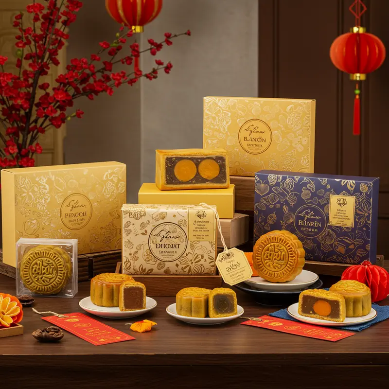 Bánh trung thu handmade đa sắc, thể hiện sự tỉ mỉ và sáng tạo.