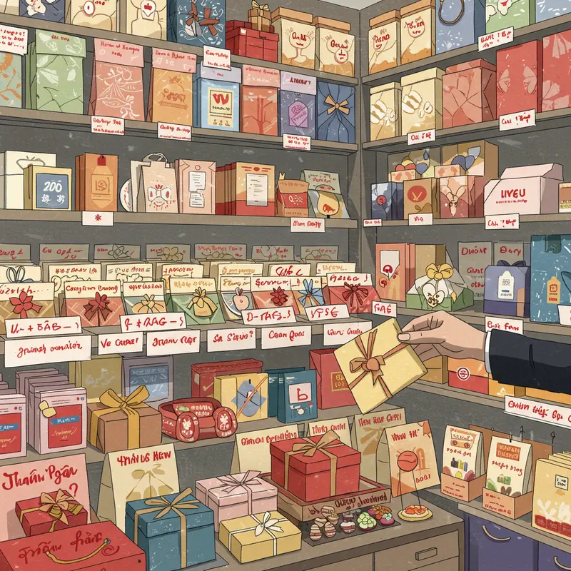 Các hộp quà sang trọng, đại diện cho từng ngành nghề khác nhau.