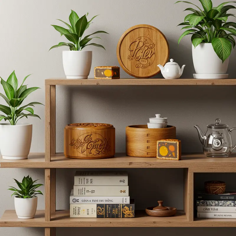 Nguồn gốc và giá trị văn hóa của hộp bánh trung thu gỗ.