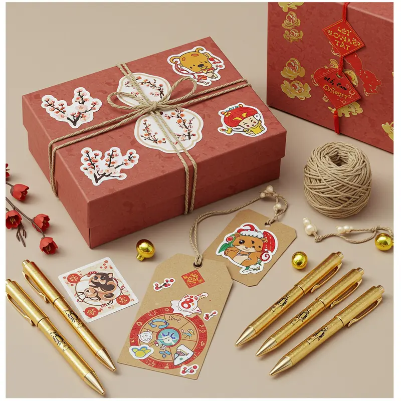 Vật liệu cơ bản cho trang trí hộp quà Tết dễ tìm, dễ sử dụng.