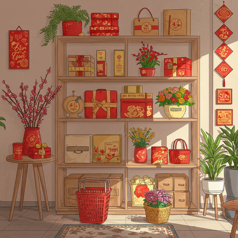 Gia đình sum vầy nhận hộp quà Tết xanh, lan tỏa thông điệp bảo vệ môi trường.