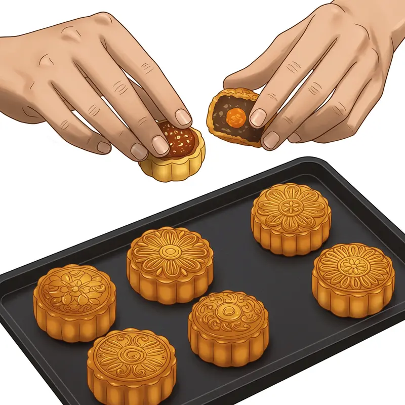 Trên bàn bếp là đầy đủ nguyên liệu và dụng cụ làm bánh dẻo mini nhỏ gọn.