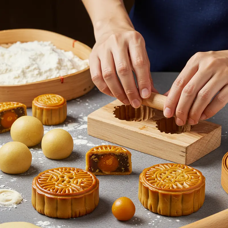 Nguyên liệu tươi ngon chuẩn bị sẵn sàng cho bánh nướng nhân hạt sen.