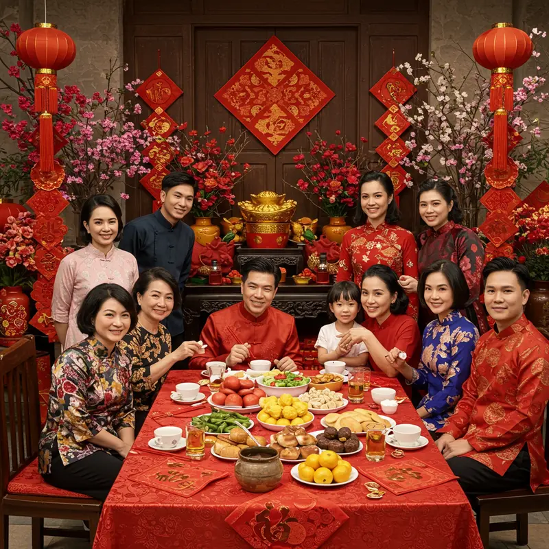 Không khí sum vầy gia đình trong dịp Tết Âm lịch ở các quốc gia Châu Á.