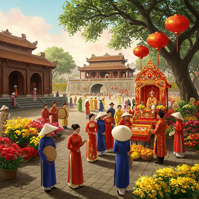 Gia đình Việt sum vầy bên bàn cỗ cúng tổ tiên ngày Tết.