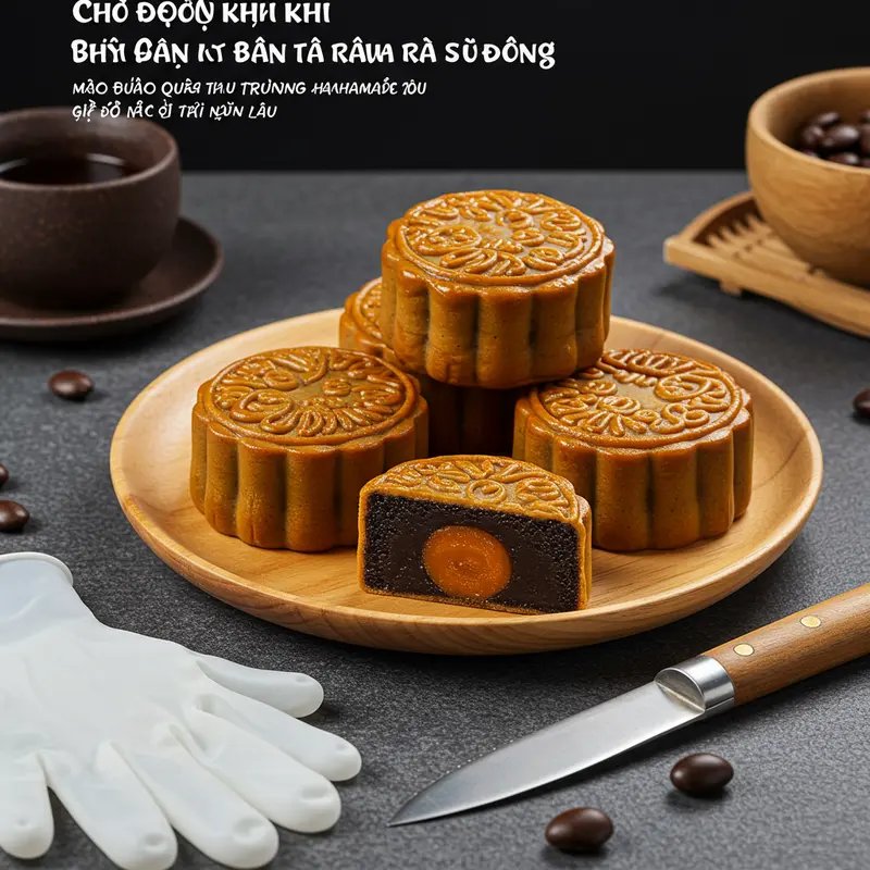 Mặt cắt bánh trung thu lava cho thấy nhân chảy hấp dẫn.