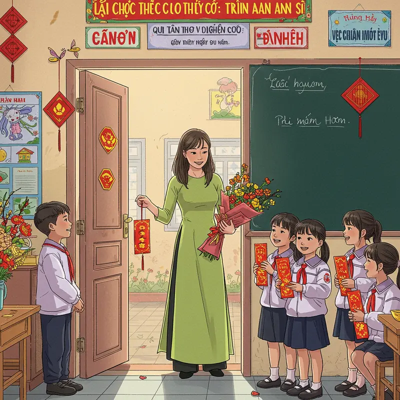 Ông bà nhận lời chúc Tết và sum vầy cùng con cháu trong không khí ấm áp.