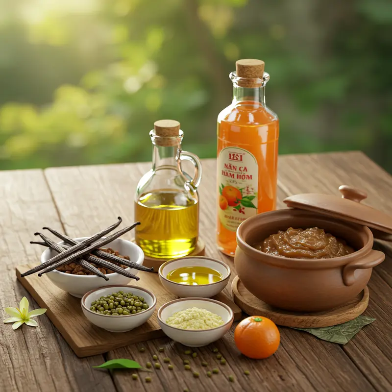 Các nguyên liệu chuẩn bị cho nhân bánh Trung Thu truyền thống.