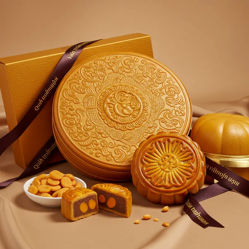 Hộp bánh trung thu cao cấp dùng làm quà tặng doanh nghiệp.